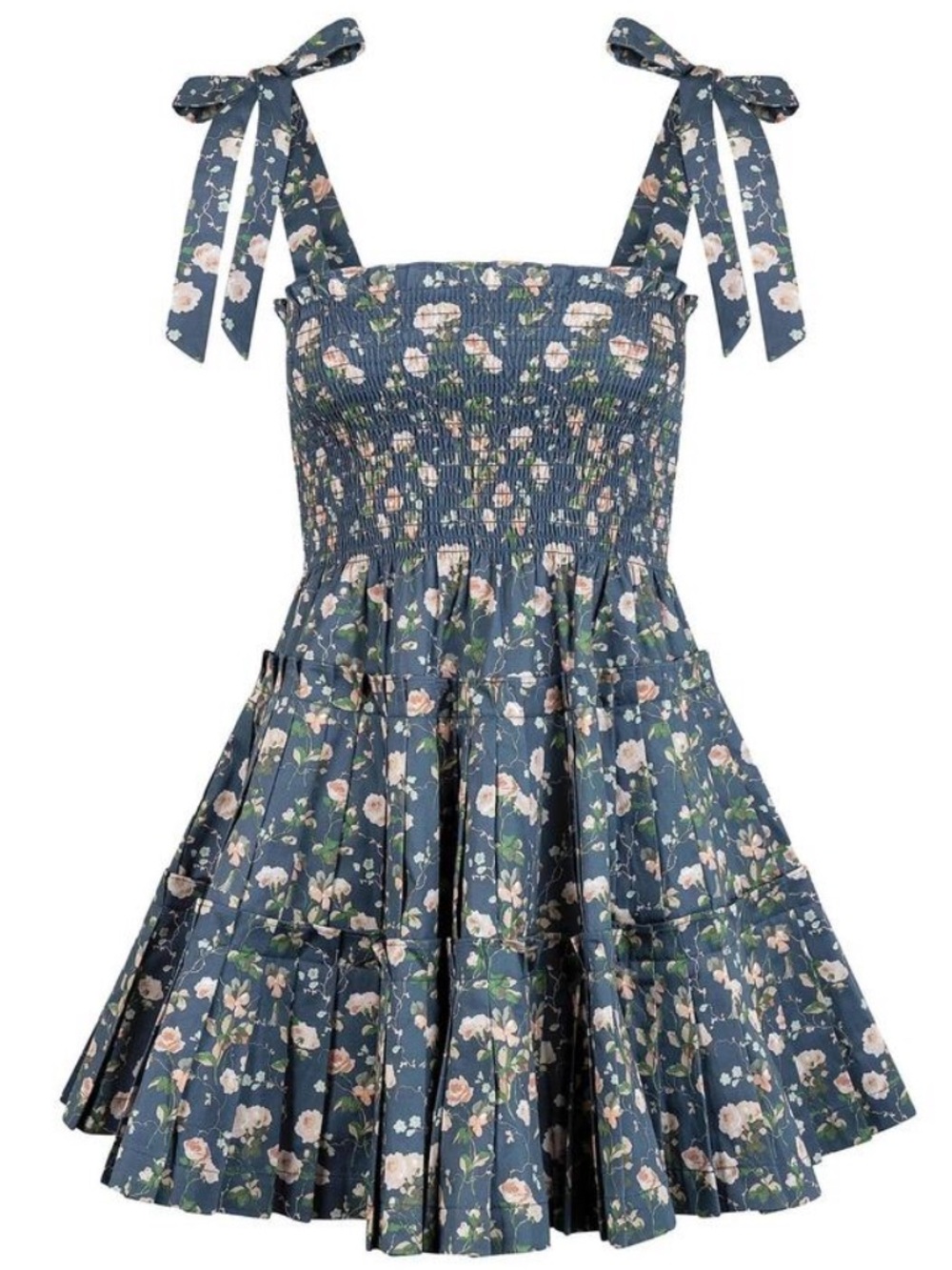 NWT Hill House Ribbon Charlotte Navy Bluebonnet Floral Tie-Shoulder Nap Dress S